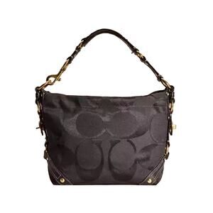 Coach Carly purse black brass Signature Jacquard logo Shoulder bag